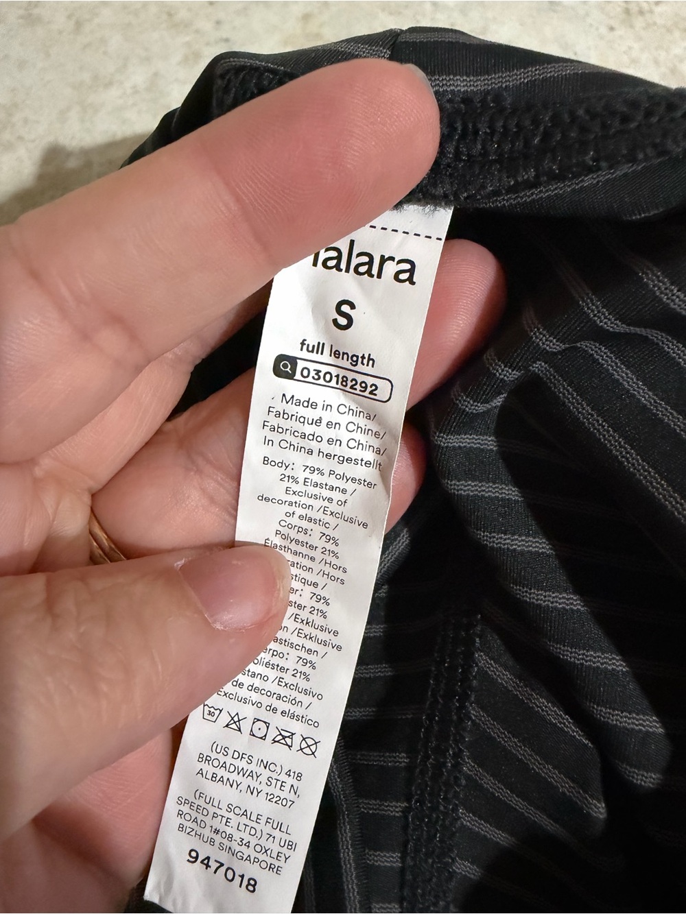 Halara Full Length Striped Leggings Side Pocket Drawstring Black Gray S - Picture 7 of 8